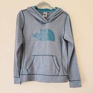 The North Face Vintage Women's Hoodie Pullover Gray/Teal Logo Size Medium